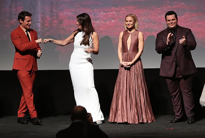 Frozen stars Jonathan Groff, Actresses Idina Menzel and Kristen Bell, and Actor Josh Gad