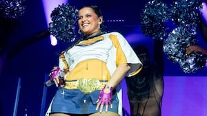 MANCHESTER, ENGLAND - AUGUST 24: Nelly Furtado performs during Manchester Pride 2025 on August 24, 2025 in Manchester, England.