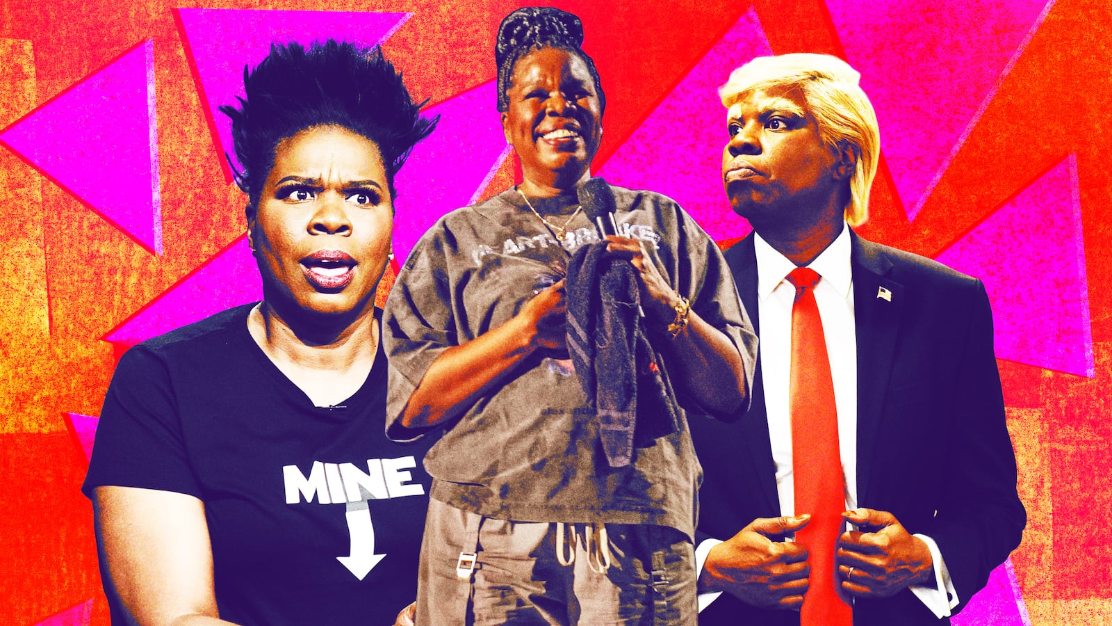 A photo illustration of Leslie Jones.
