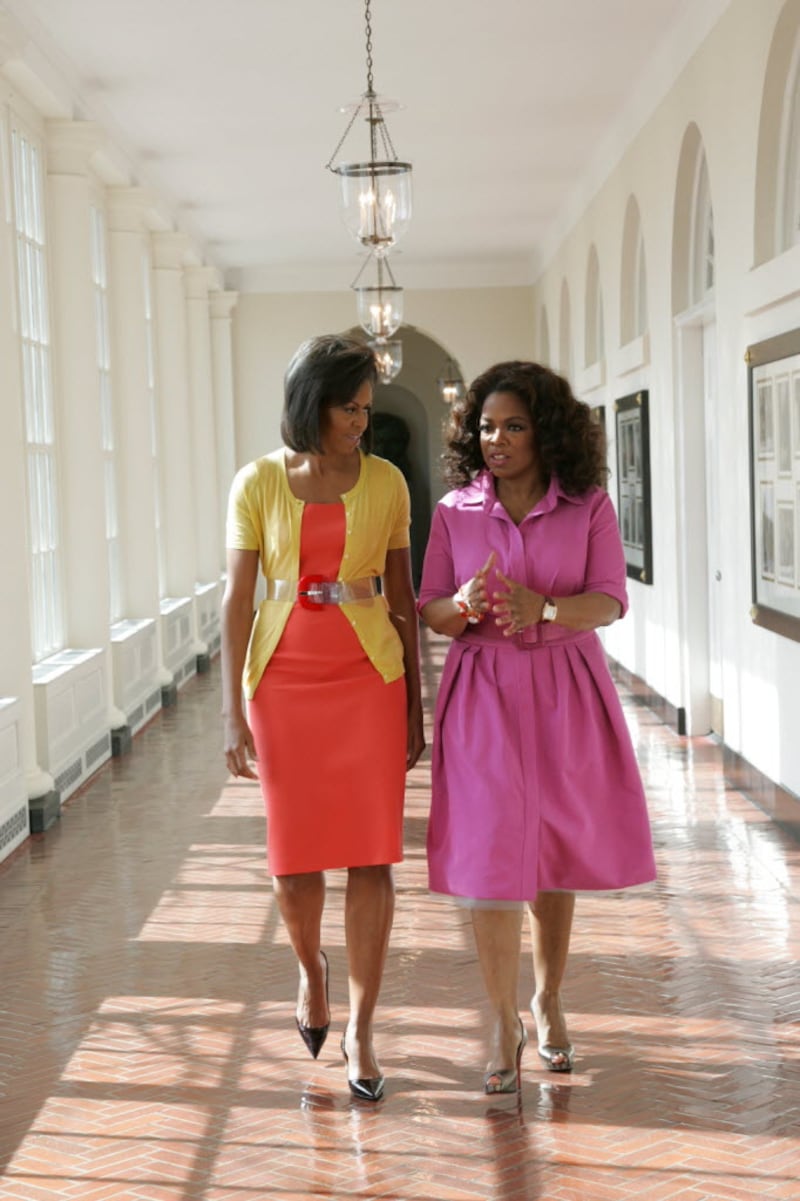 Michelle Obama: "O The Oprah Magazine" Photo Shoot with Oprah Winfrey in the East Colonnade on Feb. 17, 2009.