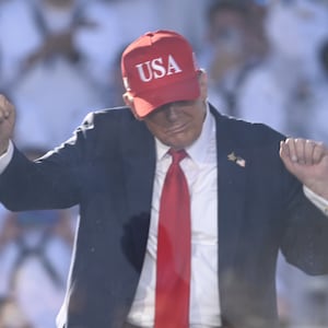 NORFOLK, VIRGINIA, UNITED STATES - OCTOBER 5: US President Donald J. Trump at a celebration for the United States Navy's 250th anniversary at Naval Station Norfolk in Norfolk, Virginia, United States on October 5, 2025. (Photo by Kyle Mazza/Anadolu via Getty Images)