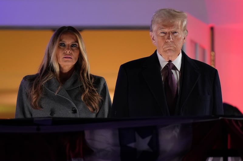 STERLING, VIRGINIA - JANUARY 18: President-elect Donald Trump and his wife Melania Trump attend a private party and fireworks show at Trump National Golf Club on January 18, 2025 in Sterling, Virginia. Trump has arrived in the Washington, DC region ahead of his inauguration ceremony on January 20 which has been moved inside the U.S. Capitol as temperatures are expected to be the coldest in forty years. (Photo by Andrew Harnik/Getty Images)