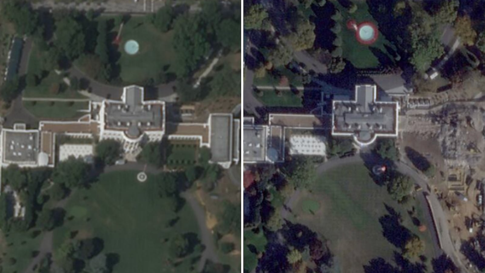 Before and after photos of the White House’s East Wing demolition.