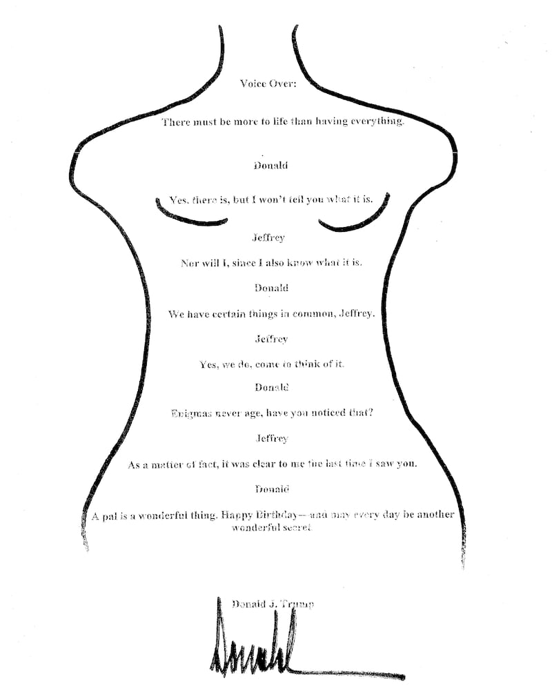 Image of message and naked women drawing reportedly given made by Donald Trump/