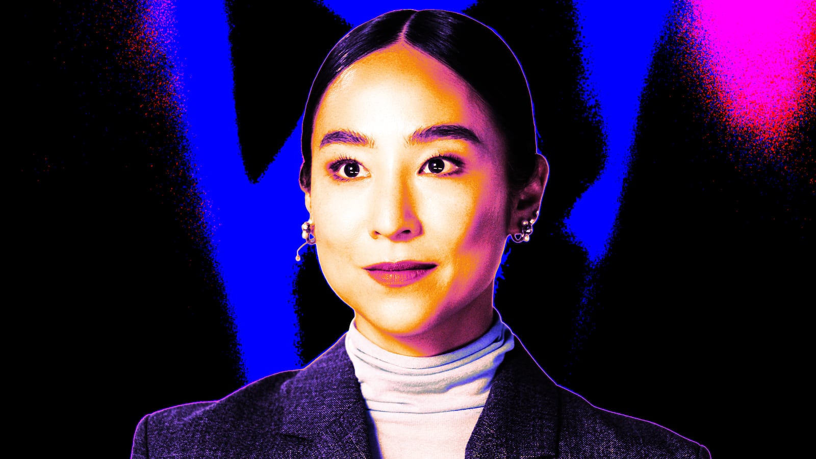 A photo illustration of Greta Lee in "The Morning Show."