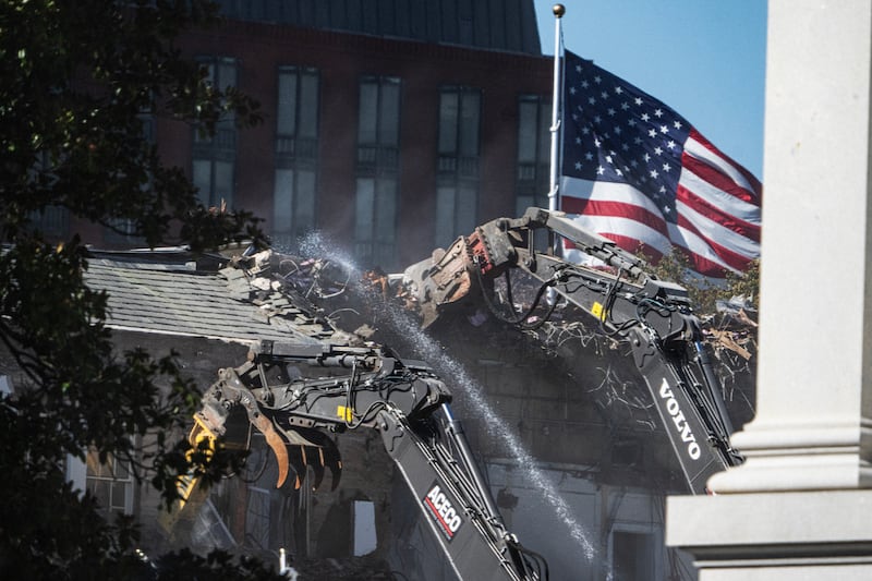 Heavy equipment has been seen tearing into the East Wing for days.