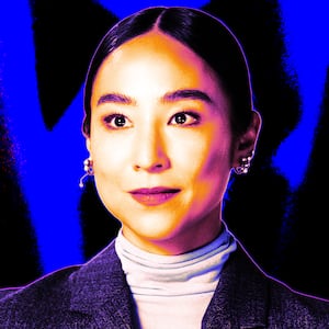 A photo illustration of Greta Lee in "The Morning Show."