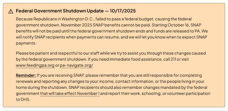 Pennsylvania Department of Human Services website