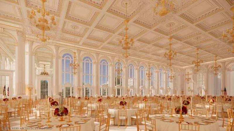 President Donald Trump’s obsession with all things gold is apparent in renderings of his planned ballroom.