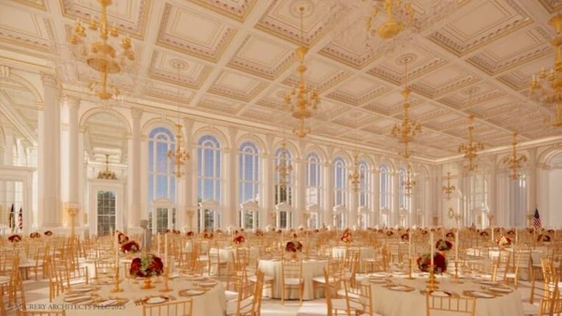 President Donald Trump’s obsession with all things gold is apparent in renderings of his planned ballroom.