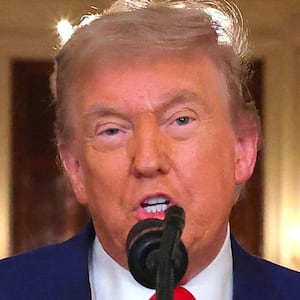 Trump flanked by Vice President JD Vance, Secretary of State Marco Rubio, and Defense Secretary Pete Hegseth in an address to the nation after Trump ordered strikes on nuclear facilities in Iran in June.